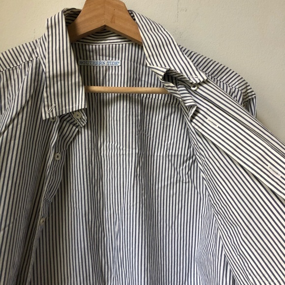 SOUTHERN TIDE Men’s Blue White Stripe Button Down Shirt Long Sleeve Size L - Picture 5 of 9